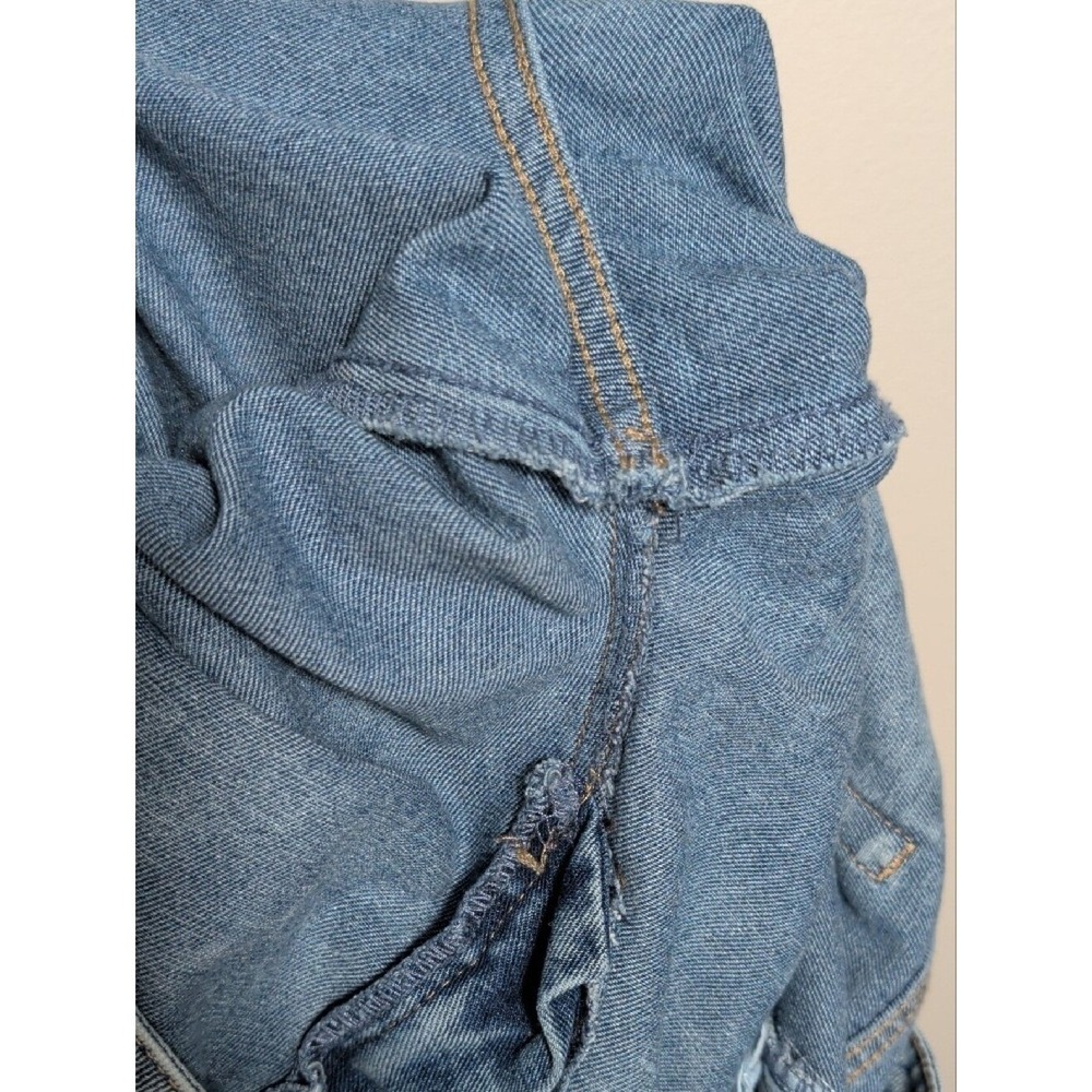 1030 Ten Thirty Wide Leg Jeans White Bow Ribbon Trim Coquette Size 9/29 Med Wash - Picture 14 of 14